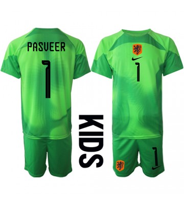 Maillot de foot Pays-Bas Remko Pasveer #1 Gardien de but Domicile enfant Monde 2022 Manches Courte (+ pantalon court)